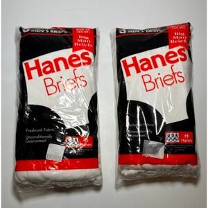 2 Pack (6 pair) Vintage Men's Hanes 'Big Man Briefs' | White | 4XL | NWT